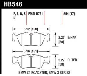 BMW Z4 Brake Pad Sets - Front - Hawk Performance - HPS 5.0 - 2008